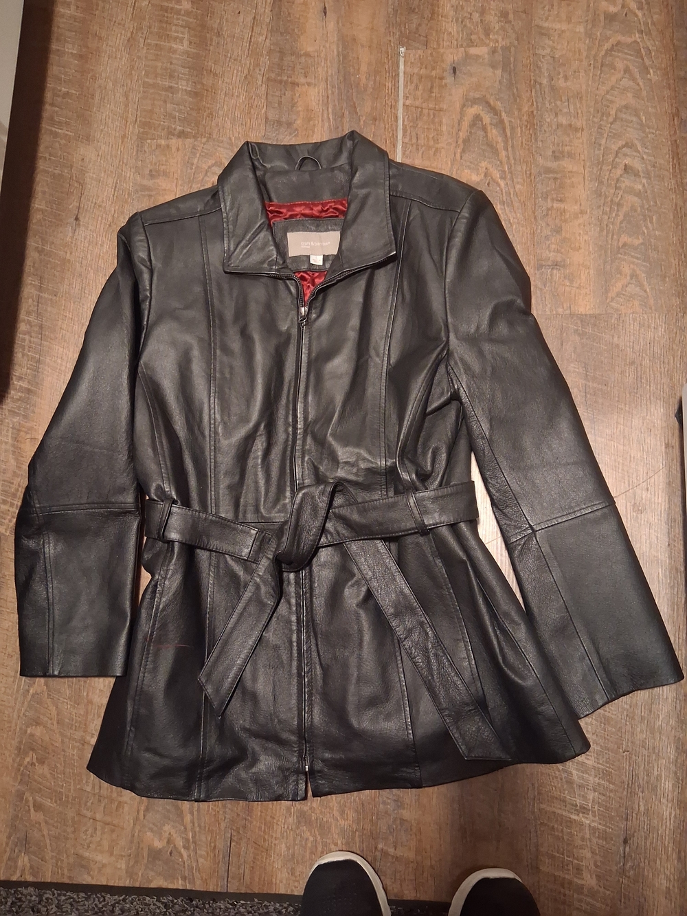 NWOT Croft & Barrow Black Leather Belted Women's Jacket